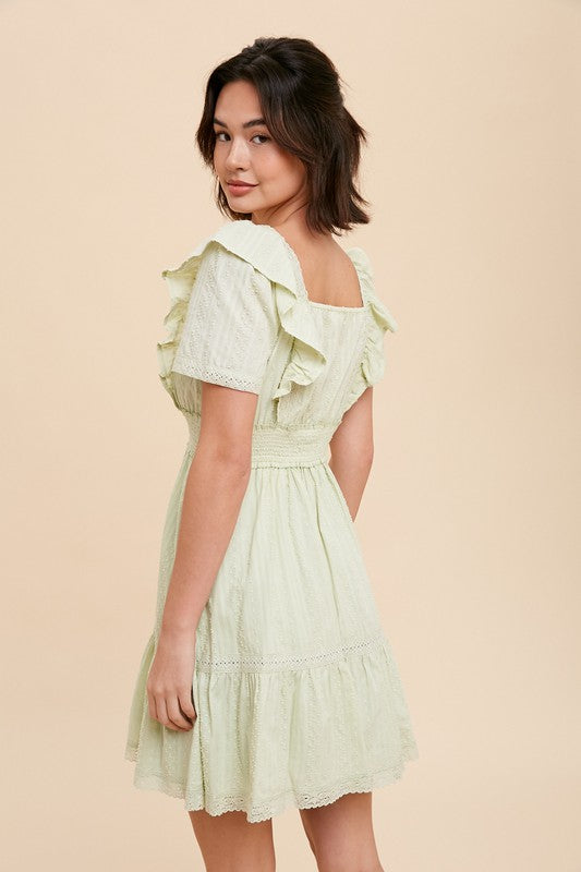 Square Neck Ruffle Mini Dress