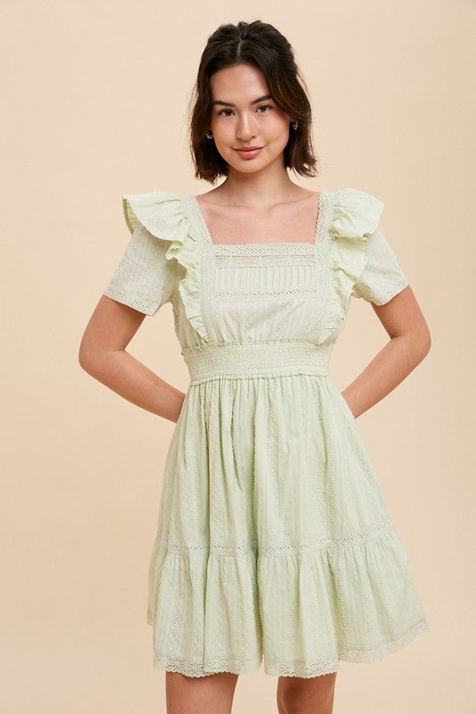 Square Neck Ruffle Mini Dress