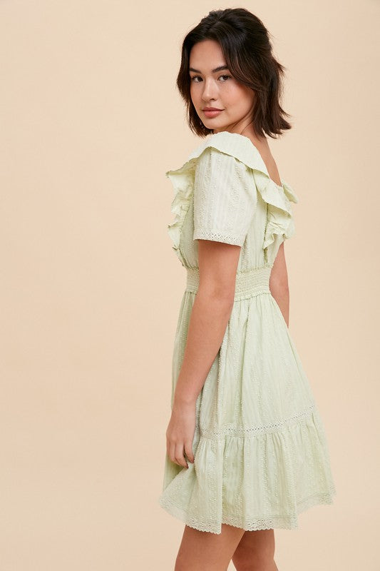 Square Neck Ruffle Mini Dress