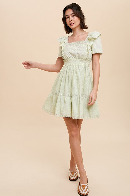 Square Neck Ruffle Mini Dress