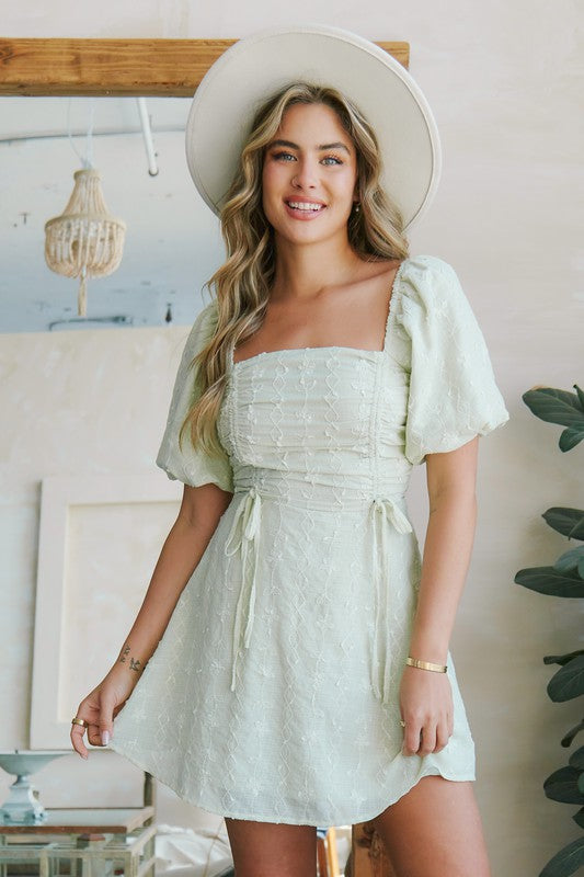 Fitted Eyelet Mini Dress