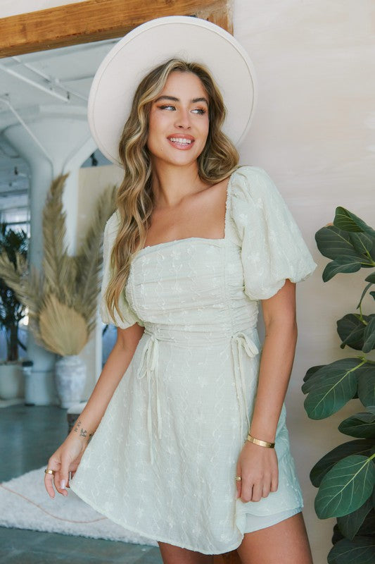 Fitted Eyelet Mini Dress