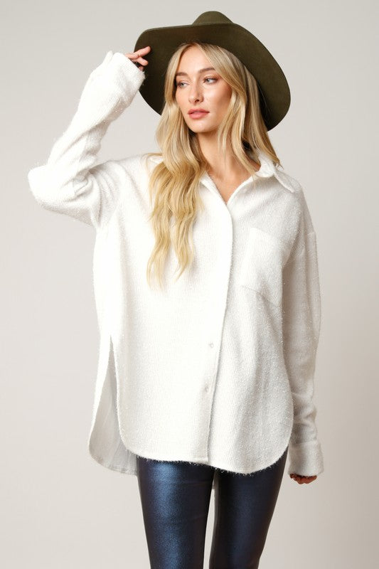 Shiny White Knit Shirt