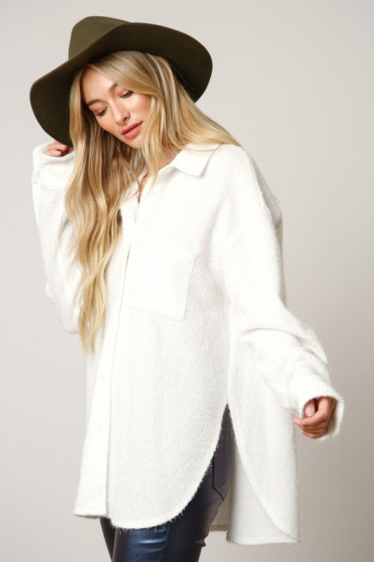 Shiny White Knit Shirt