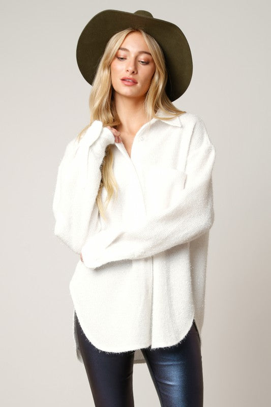 Shiny White Knit Shirt