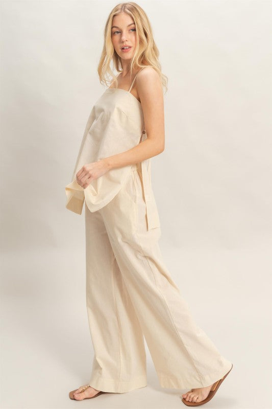Spaghetti Strap Top & Wide-leg Pants Set
