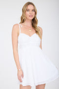 Floral Embroidery Tie Strap Corset Mini Dress