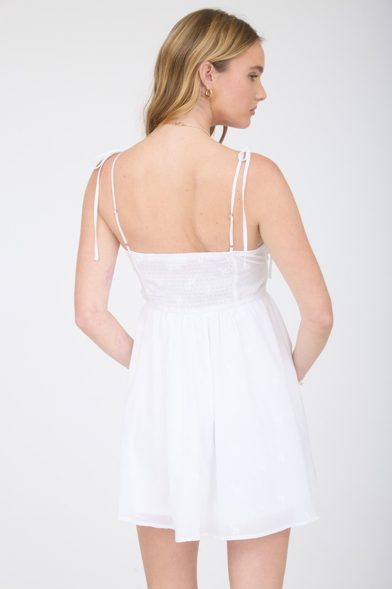 Floral Embroidery Tie Strap Corset Mini Dress